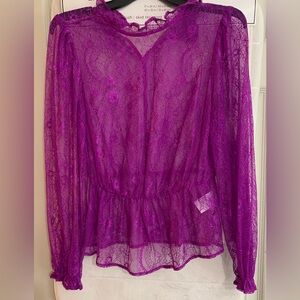 Banana Republic Vibrant Purple Lace Blouse NWT
